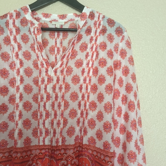 TALBOTS top colorful blouse with lightweight designs printed long sleeve size‎ M - Picture 6 of 13